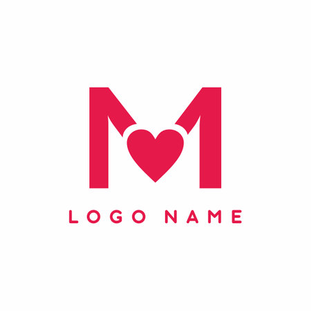 M initial letter with love sign logo vector templateのイラスト素材