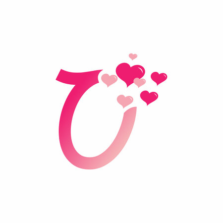 Pink O initial letter with love sign valentine vector designのイラスト素材