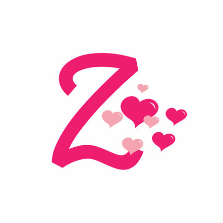 Pink Z initial letter with love sign valentine vector designのイラスト素材