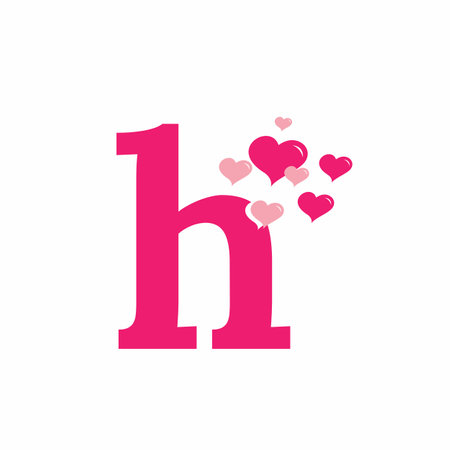 Pink H initial letter with love sign valentine vector designのイラスト素材