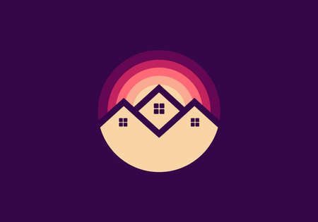 Circle house with colorful background logo designのイラスト素材