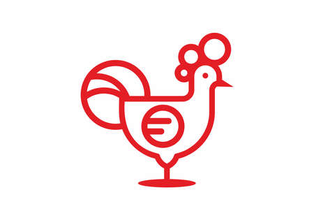 Red chicken vector logo designのイラスト素材