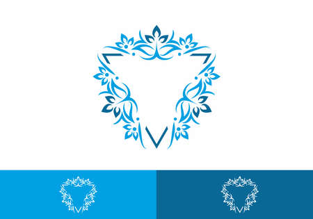 Triangle shape with ornament blue vector designのイラスト素材