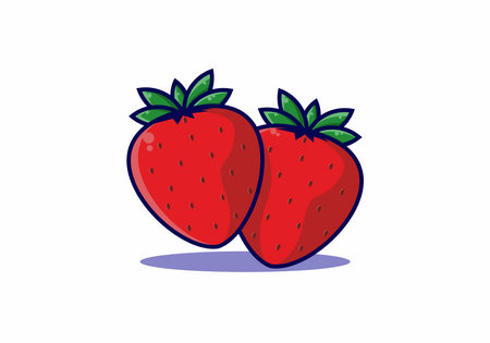 Two fresh red strawberry fruit designのイラスト素材