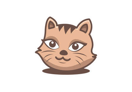 Cute brown cat head illustration designのイラスト素材