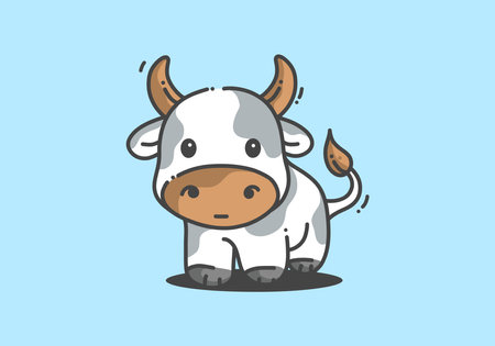 White cute little cow illustration designのイラスト素材