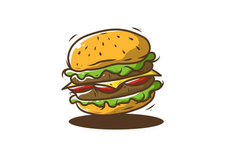 Burgers fast food illustration drawing designのイラスト素材