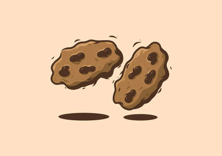 Couple of chocolate cookies illustration drawing designのイラスト素材