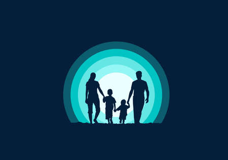 Happy family walking silhouette designのイラスト素材