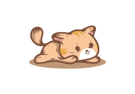 Brown lazy cat illustration drawing designのイラスト素材