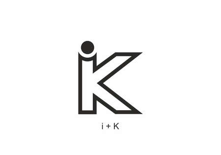 Black color of iK initial letter designのイラスト素材