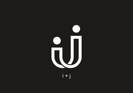 Merger style of ij initial letter text designのイラスト素材