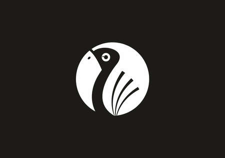 Monogram black and white of circle bird designのイラスト素材