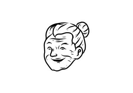Line art drawing of grandma head designのイラスト素材