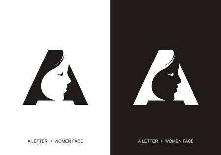 Letter A with silhouette of women face designのイラスト素材