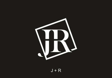 White and black of JR initial letter in square shape designのイラスト素材