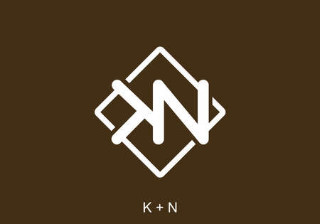 Brown white of KN initial letter designのイラスト素材