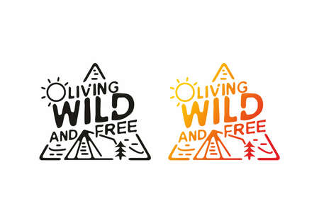 Triangle line art drawing illustration of camping designのイラスト素材