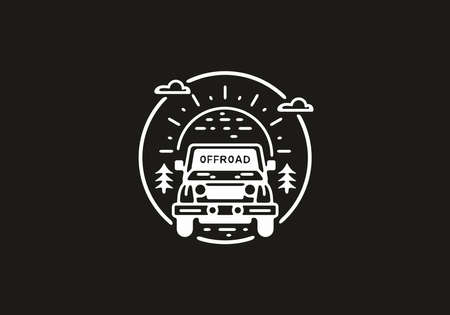 Black and white car line art drawing illustration designのイラスト素材