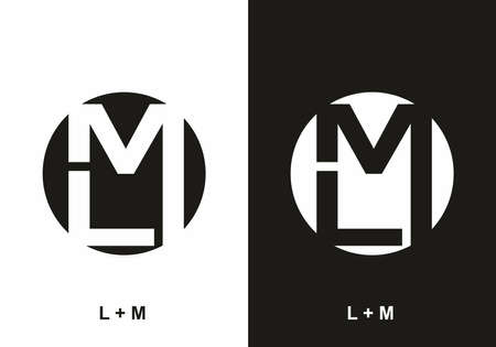 Black and white LM initial letter designのイラスト素材