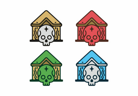 Colorful house of skull badge set designのイラスト素材