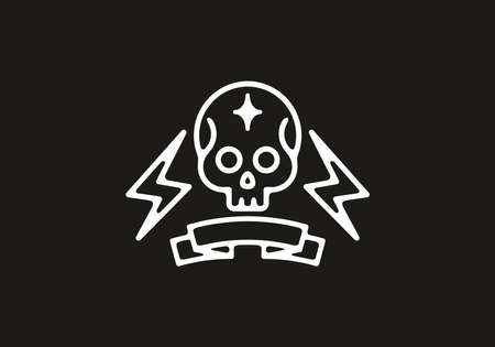 Black and white electric skull line art tattoo designのイラスト素材