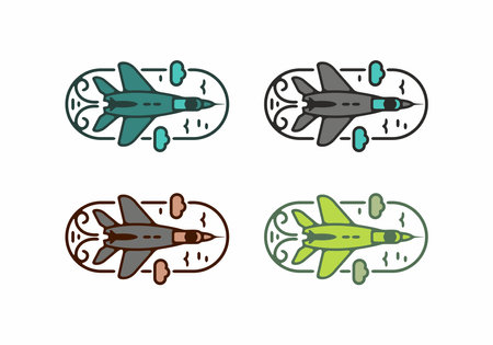 Colorful line art illustration of flying jet designのイラスト素材