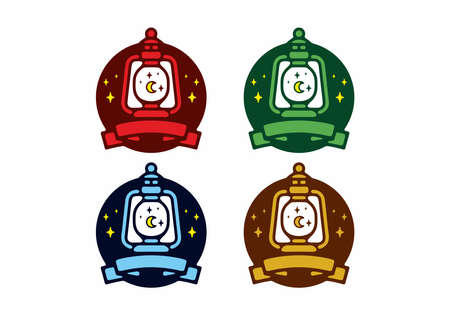 Colorful flat illustration of vintage lantern designのイラスト素材