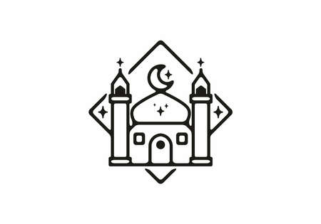 Big Mosque line art illustration ramadan theme designのイラスト素材