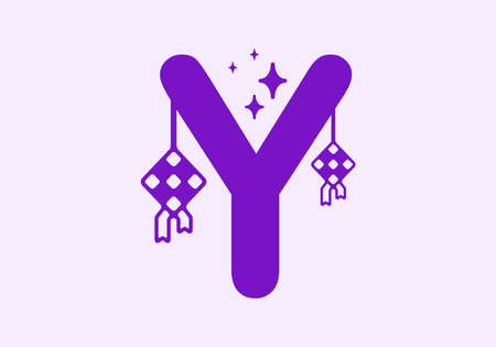 Purple color of Y initial letter in ramadan theme designのイラスト素材