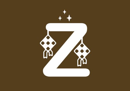 White brown of Z initial letter in ramadan theme designのイラスト素材