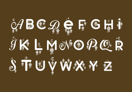 alphabet initial letter A to Z in ramadan theme designのイラスト素材