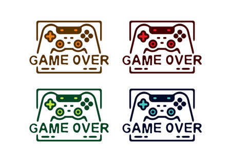 Game over joystick colorful flat illustration designのイラスト素材