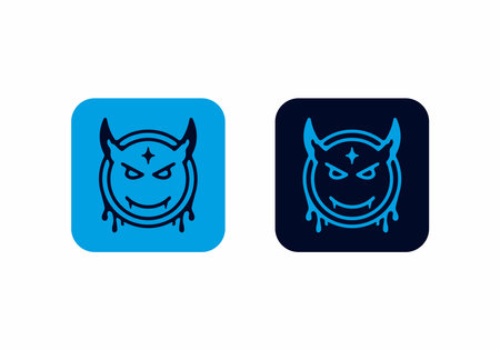 Bright and dark blue color of devil head icon designのイラスト素材