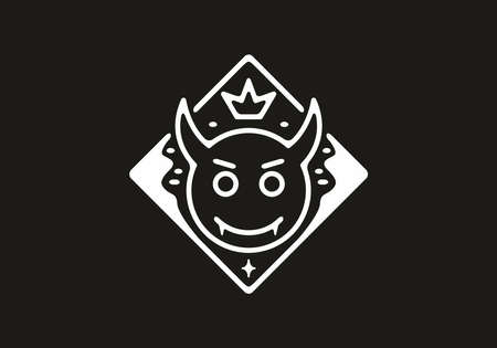 White and black illustration of devil head designのイラスト素材