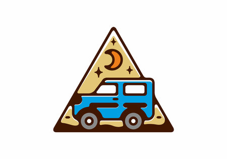 Colorful triangle badge of offroad car designのイラスト素材