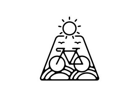 Black line art illustration of bicycle in trapezium shape designのイラスト素材