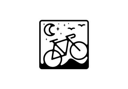 Black line art illustration of bicycle in square shape designのイラスト素材
