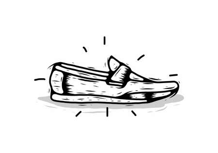 Black line art drawing of classic shoes designのイラスト素材