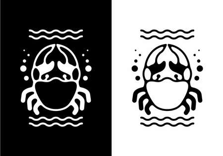Black and white sea crab line art designのイラスト素材