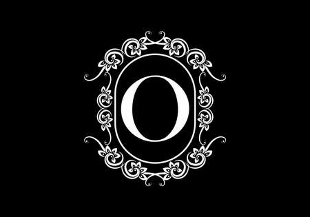 Black initial O letter in classic frame designのイラスト素材