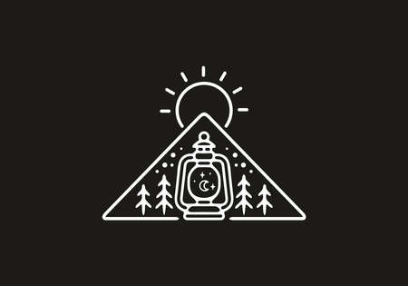 white black line art of lantern in triangle shape designのイラスト素材