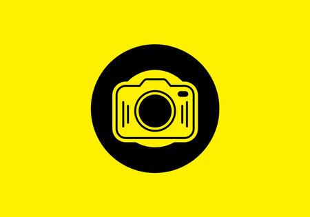 Black yellow of initial O letter with camera designのイラスト素材