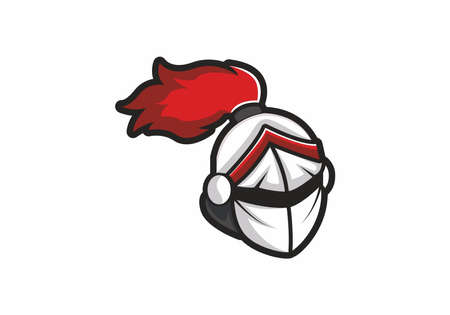 Red white color of warrior head designのイラスト素材