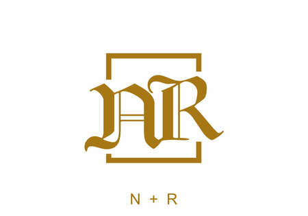 Colorful NR alphabet initial letter designのイラスト素材