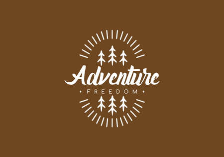 Adventure freedom line art badge designのイラスト素材
