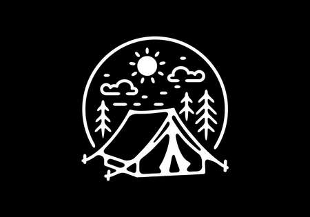 Circle badge of camping tent designのイラスト素材