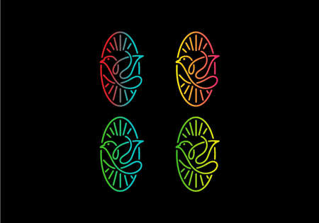 Colorful gradient color of bird tattoo designのイラスト素材