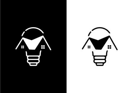 House in bulb lamp line art illustration designのイラスト素材