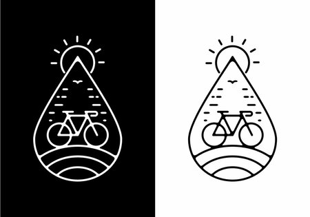 Black and white of line art of bicycle designのイラスト素材
